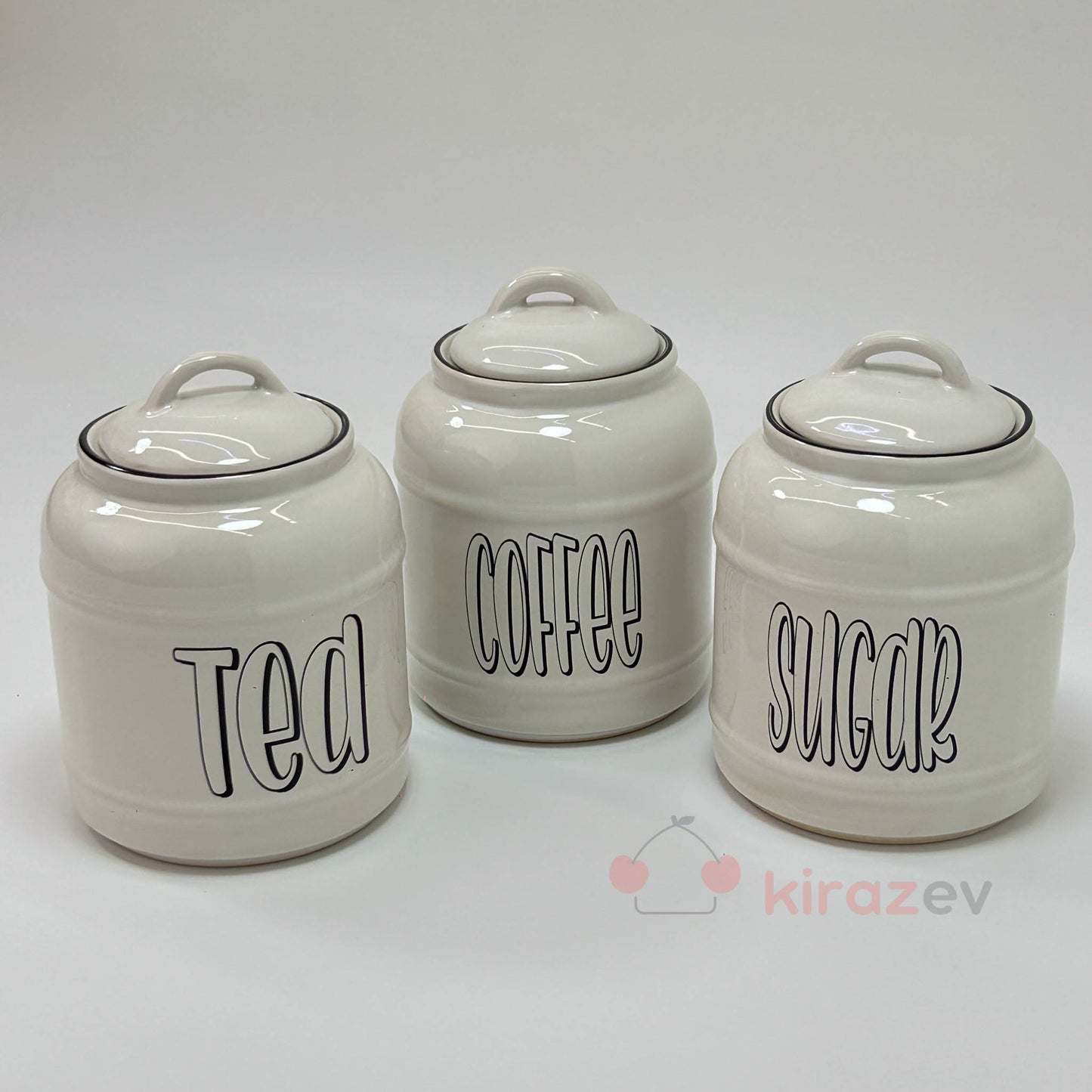 Seramik Tea Coffee Sugar Kavanoz Seti