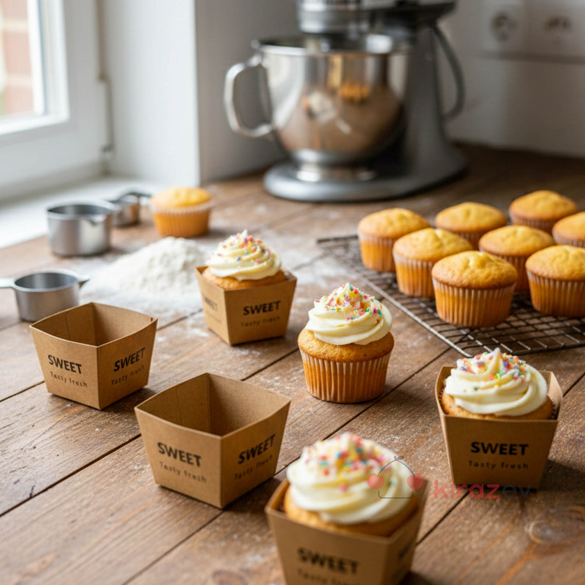 Sweet Kare Muffin Kapsülü 24’lü – Fırına Dayanıklı Sunum Kabı - Kiraz Ev