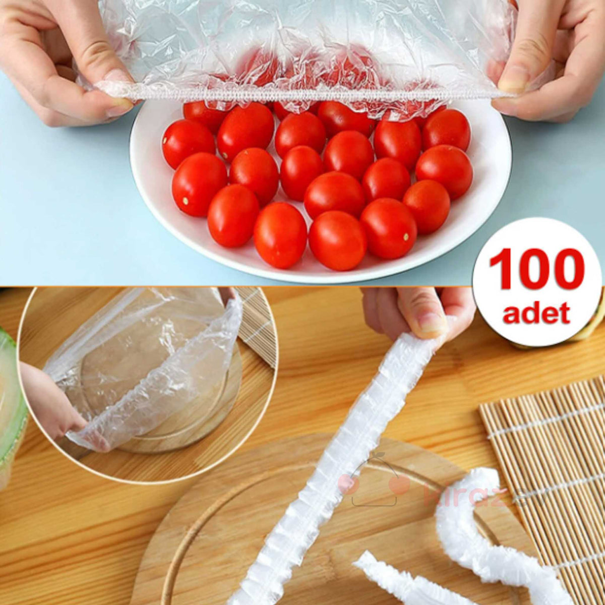 100’lü Tabak Bonesi Seti – Esnek Streç Gıda Koruma Kapakları