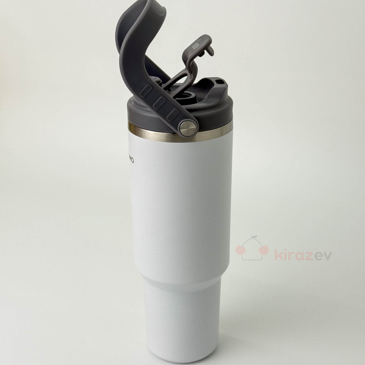 Paslanmaz Tutacaklı Pipetli Çelik Termos Beyaz