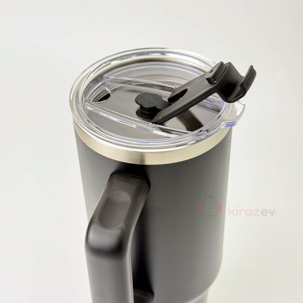 Kulplu Pipetli Paslanmaz Çelik Termos Siyah