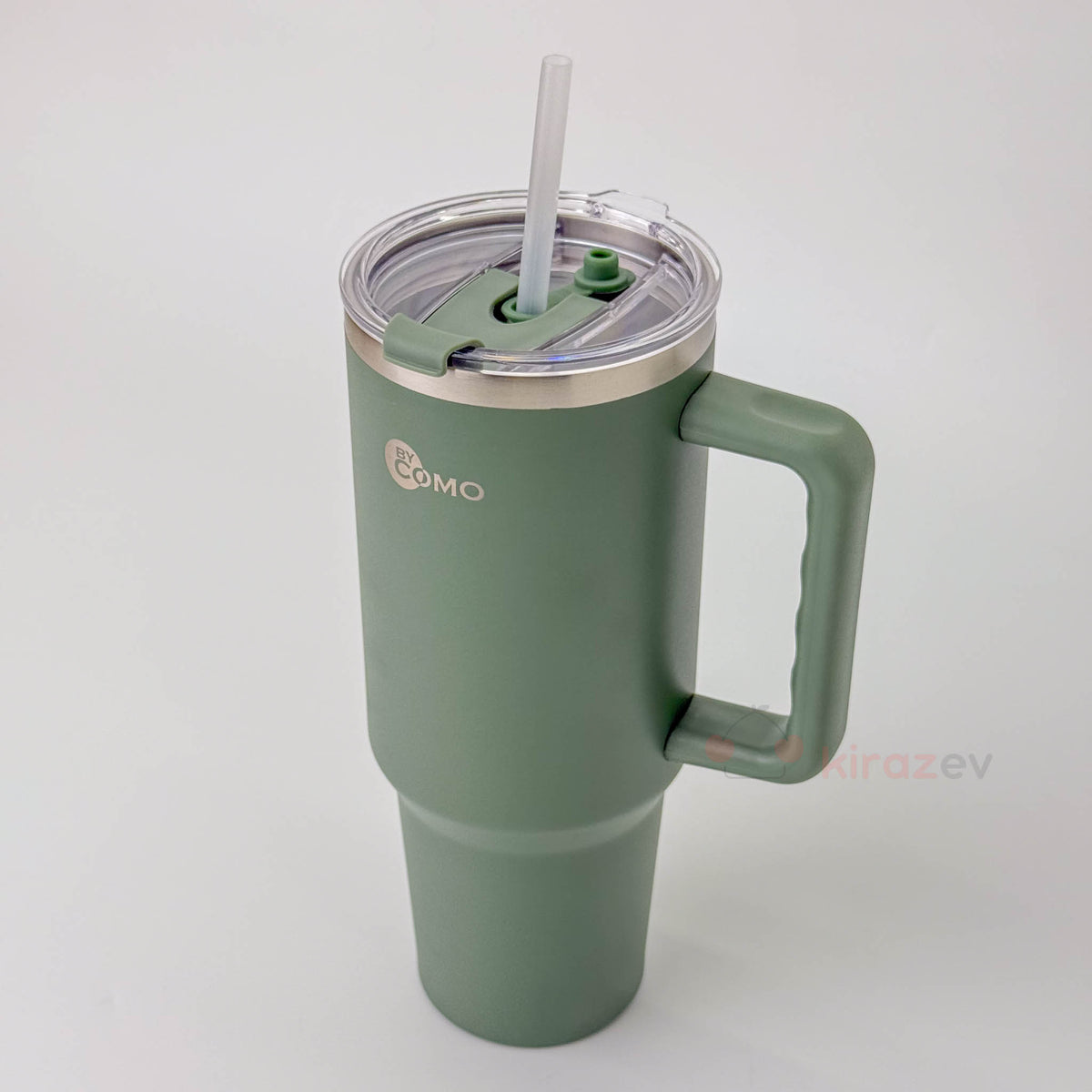 Kulplu Pipetli Paslanmaz Çelik Termos Yeşil