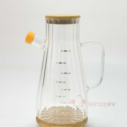 Vento Orange Cam Yağdanlık 900 ml – Bambu Kapaklı