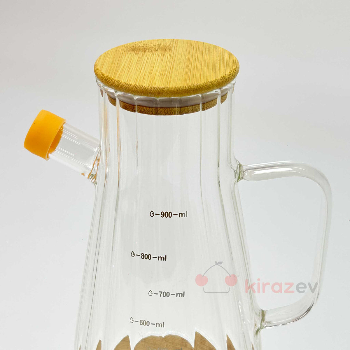 Vento Orange Cam Yağdanlık 900 ml – Bambu Kapaklı