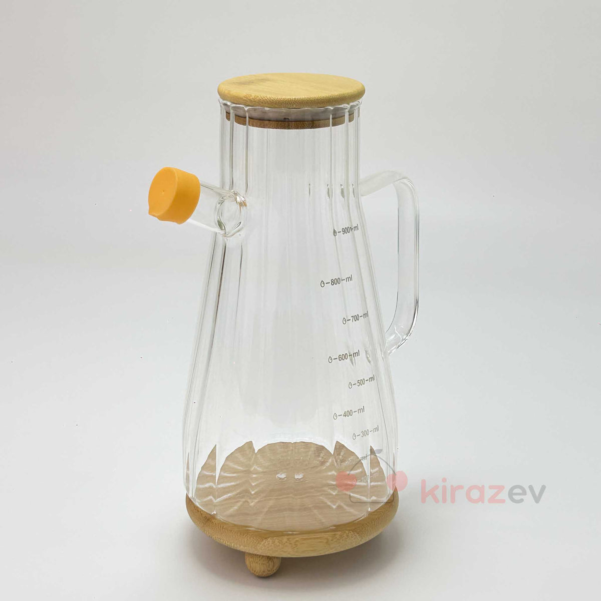 Vento Orange Cam Yağdanlık 900 ml – Bambu Kapaklı