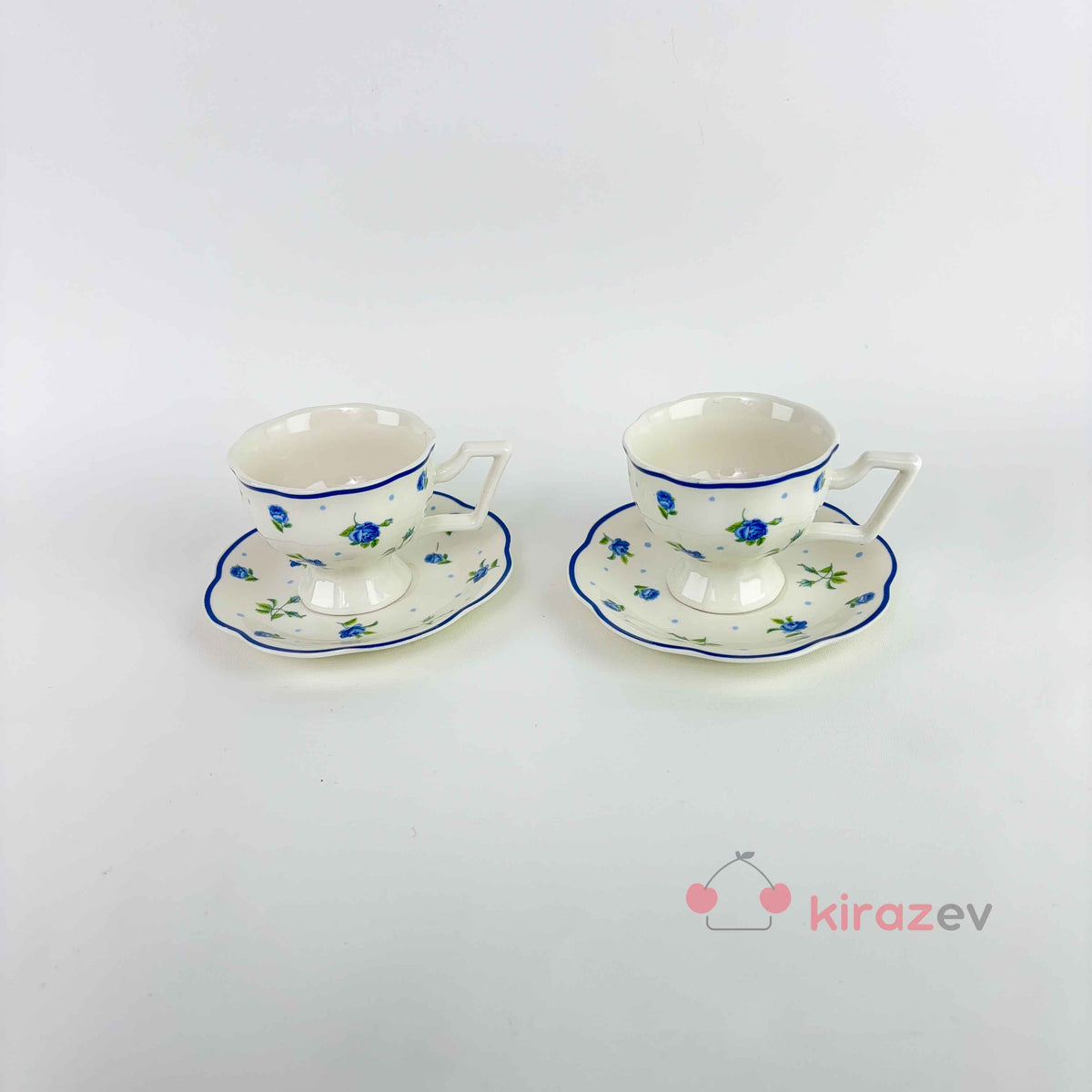 Kahve Fincanı Takımı - Mavi Çiçekli Vintage