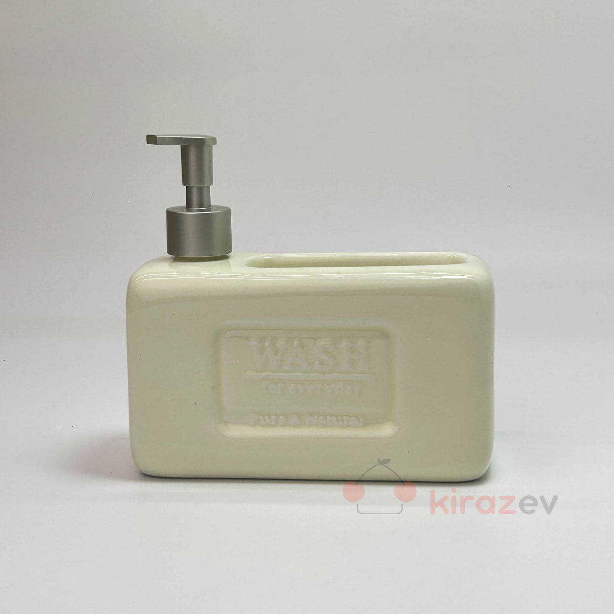 Seramik Sıvı Deterjanlık Hazneli Beyaz