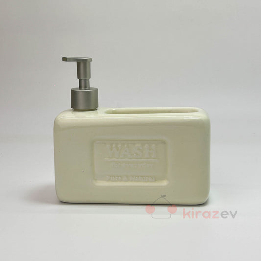 Seramik Sıvı Deterjanlık Hazneli Beyaz