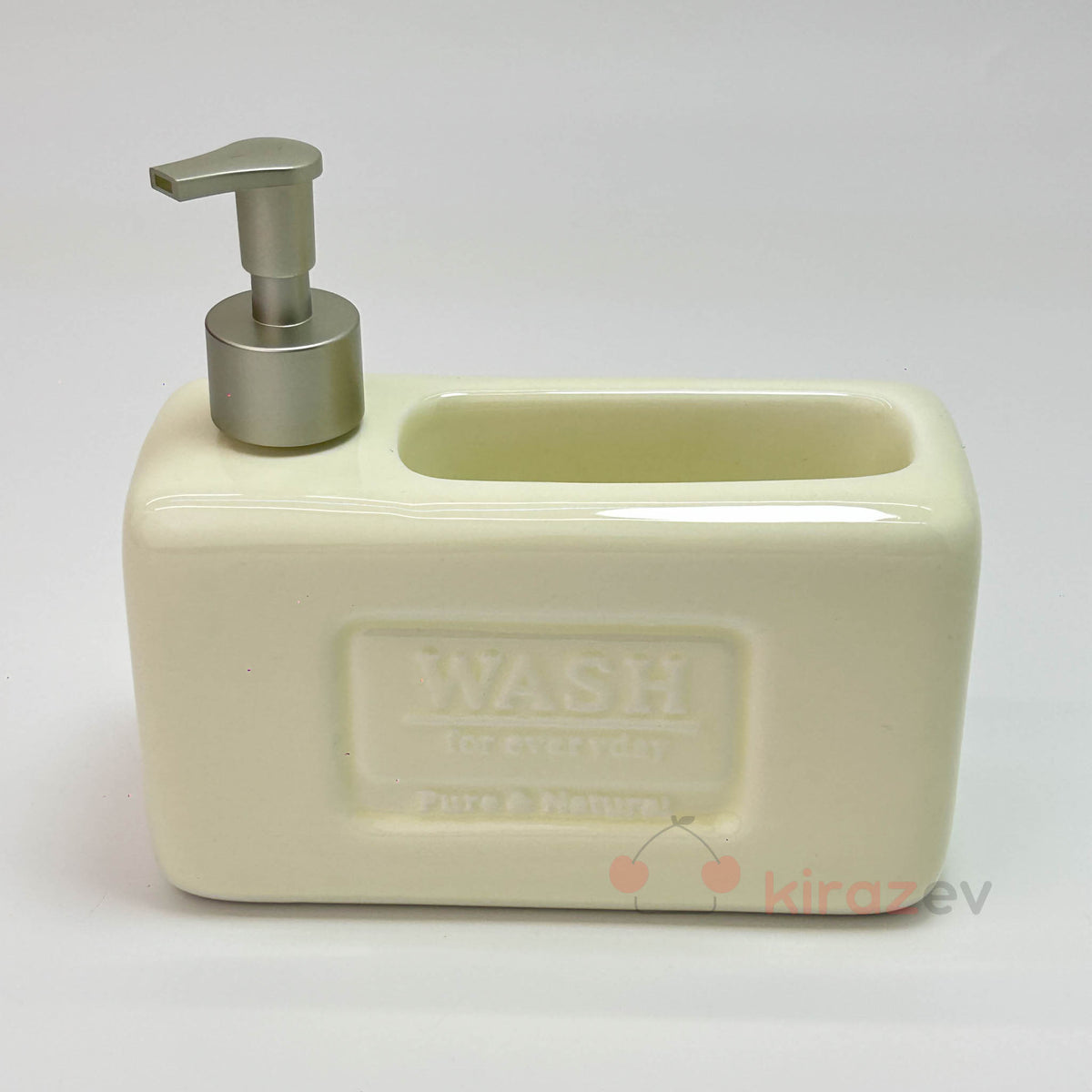 Seramik Sıvı Deterjanlık Hazneli Beyaz