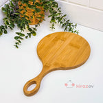 Yuvarlak Saplı Bambu Kesim & Sunum Panosu 33×20 cm
