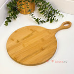 Yuvarlak Saplı Bambu Kesim & Sunum Panosu 39×25 cm