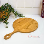Yuvarlak Saplı Bambu Kesim & Sunum Panosu 39×25 cm
