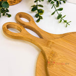 Yuvarlak Kulplu Bambu Kesim Panosu & Sunum Tahtası Seti